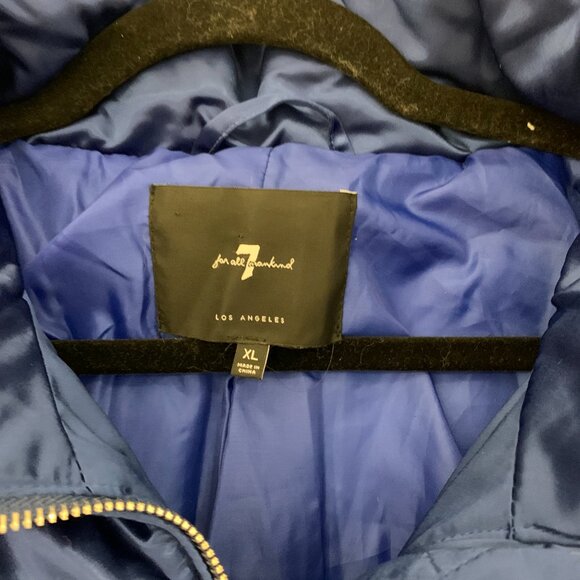7 For All Mankind Short Blue Winter Puffer Jacket - Picture 4 of 5